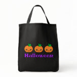 Kawaii Halloween Pumpkins Dark Tote Bag