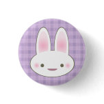 KAWAII HAPPY BUNNY GINGHAM CUTE FACE buttons
