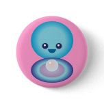 Kawaii Happy Clam Pinback Button