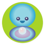 Kawaii Happy Clam Round Stickers