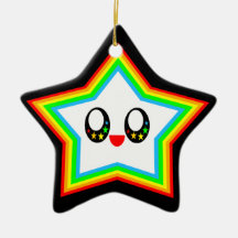 Kawaii Happy Rainbow Star Face Ornament