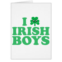 KAWAII I LOVE IRISH BOYS SHAMROCK HEART LUCK IRISH GREETING CARD
