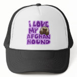 Kawaii I Love My Afghan Hound hats