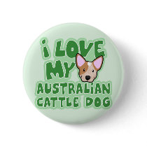 Kawaii I Love My Australian Cattle Dog (Red) Pinback Buttons