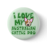 Kawaii I Love My Australian Cattle Dog (Red) buttons
