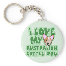 Kawaii I Love My Australian Cattle Dog (Red) Keychains