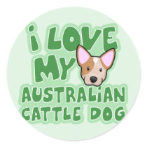 Kawaii I Love My Australian Cattle Dog (Red) Stickers