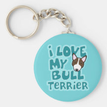 Kawaii I Love My Brindle Bull Terrier Key Chain