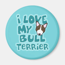 Kawaii I Love My Brindle Bull Terrier Refrigerator Magnets