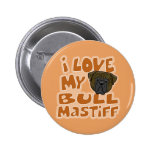 Kawaii I Love My Brindle Bullmastiff Buttons