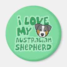 Kawaii I Love My Tri Colour Australian Shepherd Refrigerator Magnet
