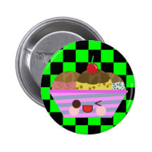 Kawaii Ice Cream Sundae Flavours Delicious Checks Pinback Buttons