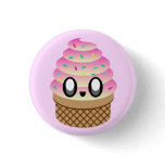 KAWAII ICE CREAM TUTTI FRUTTI CONE PIN BUTTON