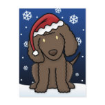 Kawaii Irish Water Spaniel Christmas Postcard