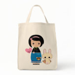 Kawaii Kokeshi Grocery Tote bags