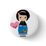 Kawaii Kokeshi Pin buttons