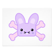 kawaii lavender crossbones bunny custom invite