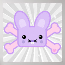 kawaii lavender crossbones bunny poster