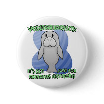 Kawaii Manatee Pinback Button