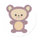 kawaii mauve teddy bear stickers