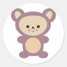 kawaii mauve teddy bear sticker