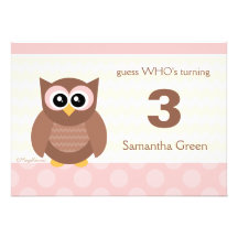 Kawaii Owl Birthday Party Invitations