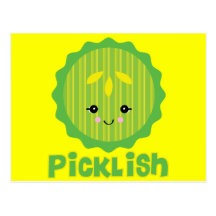 kawaii picklish pickle slice post card