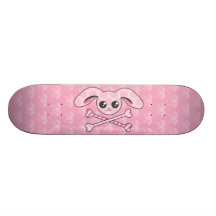 Kawaii Pink Bunny Skull Custom Skateboard