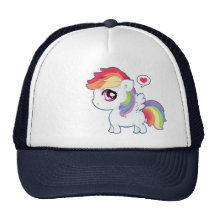 Kawaii rainbow pony mesh hats