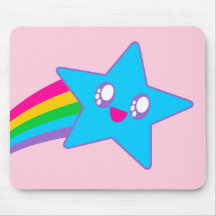Kawaii Rave Neon Star Rainbow Mouse Pad