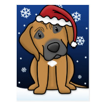 Kawaii Rhodesian Ridgeback Christmas Postcard