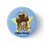Kawaii Star Afghan Hound buttons