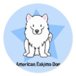 Kawaii Star American Eskimo Dog Round Stickers
