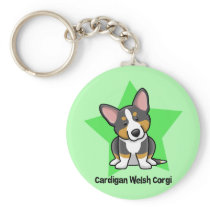 Kawaii Star Black & Tan Cardigan Welsh Corgi Keychain