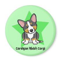 Kawaii Star Black & Tan Cardigan Welsh Corgi Fridge Magnet