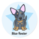 Kawaii Star Blue Heeler Round Sticker