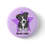 Kawaii Star Border Collie Button