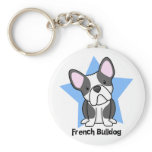 Kawaii Star BW French Bulldog keychains