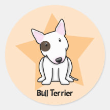 Kawaii Star Eye Spot Bull Terrier Round Sticker