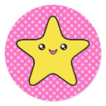 Kawaii Star Pink Polka Dot Stickers
