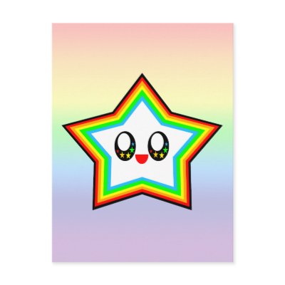 KAWAII STAR RAINBOW HAPPY FACE LUCKY POST CARDS by kawaiifiveo