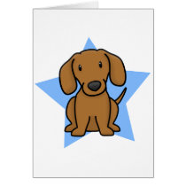 Kawaii Star Red Dachshund Card