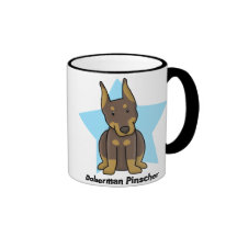 Kawaii Star Red Doberman Pinscher Coffee Mugs