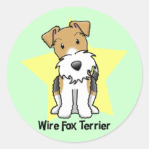 Kawaii Star Wire Fox Terrier Round Stickers