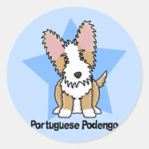 Kawaii Star Wire Portuguese Podengo Round Stickers