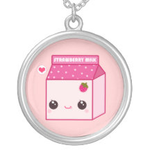 Kawaii strawberry milk carton pendants