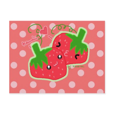 Kawaii Strawberry Post Card by kawaii