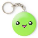 Kawaii Sugar Dots Lime Happy Face Keychain