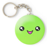 Kawaii Sugar Dots Lime Happy Face Keychain