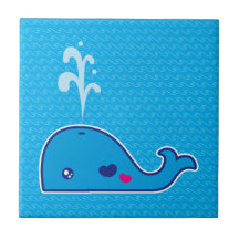 Kawaii whale ceramic tiles